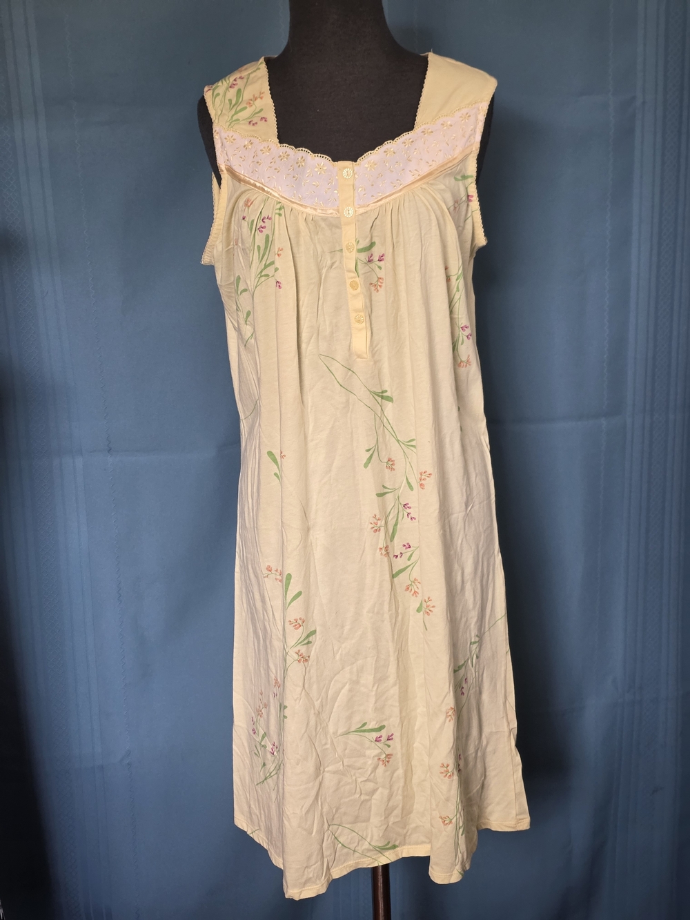 Secret Treasures Tender Lemon Floral Nightgown Dress L Yellow House Dress